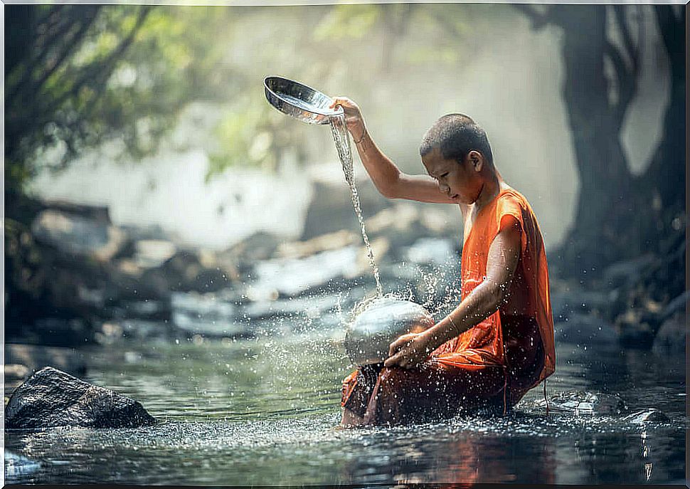 Monk practicing Tibetan wisdom