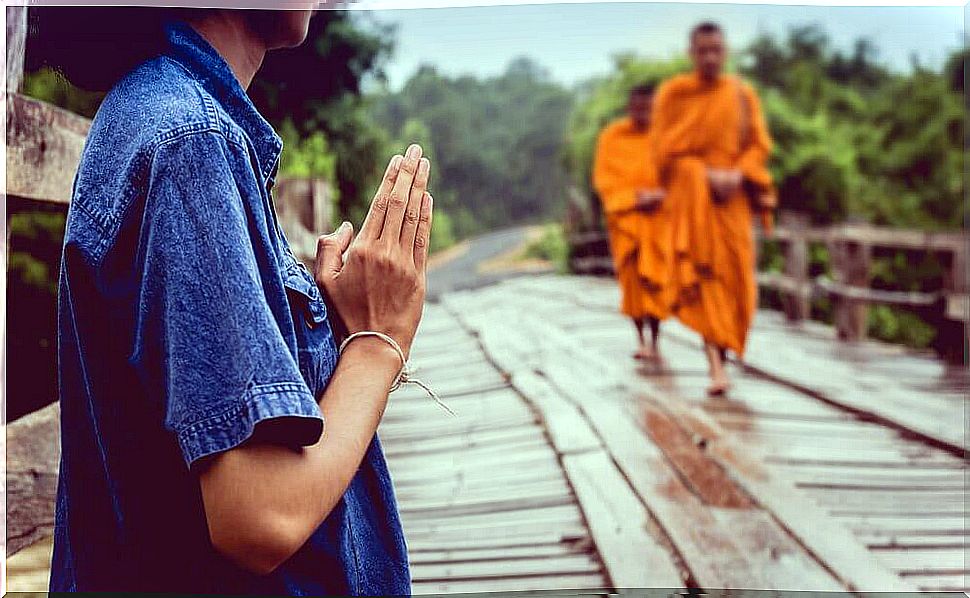 Man learning from Tibetan wisdom