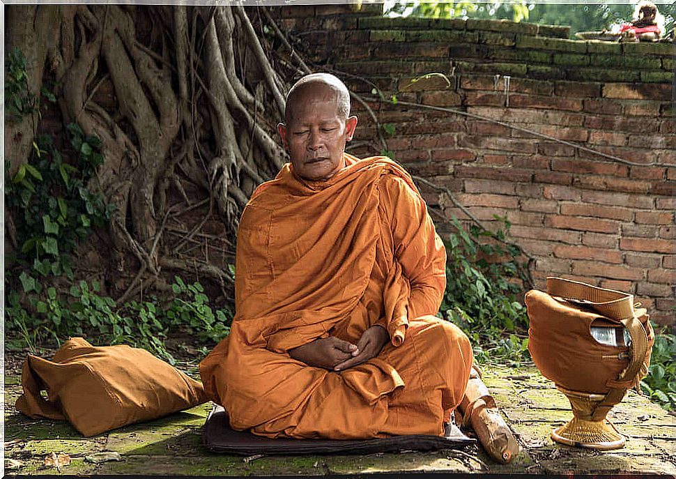 Monk meditating