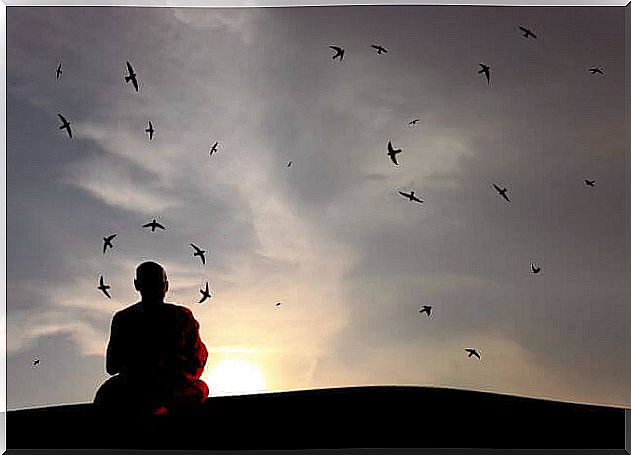 Monk practicing Tibetan wisdom