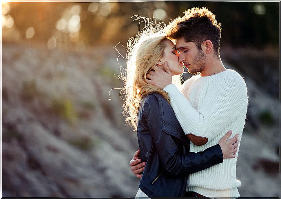 Couple embracing after saying "I love you" to each other