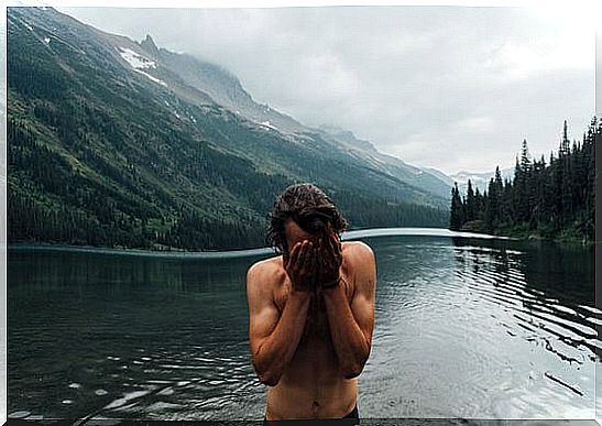 man in a lake