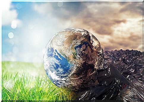 Half polluted world ball