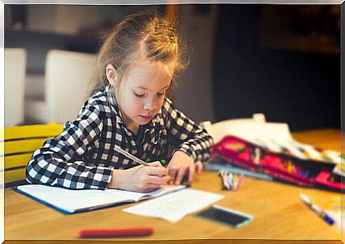 Girl doing homework