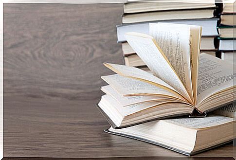 Books on a table