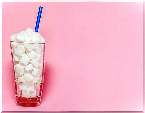 Glass with sugar cubes