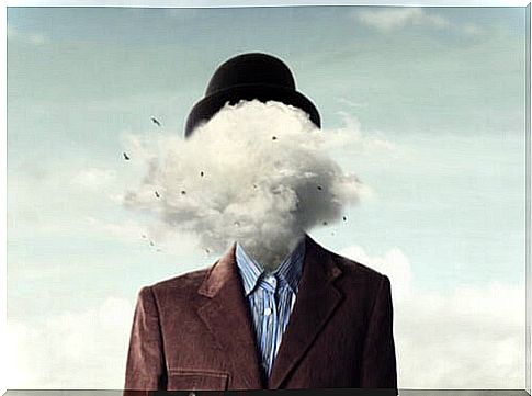 Man with cloud on head