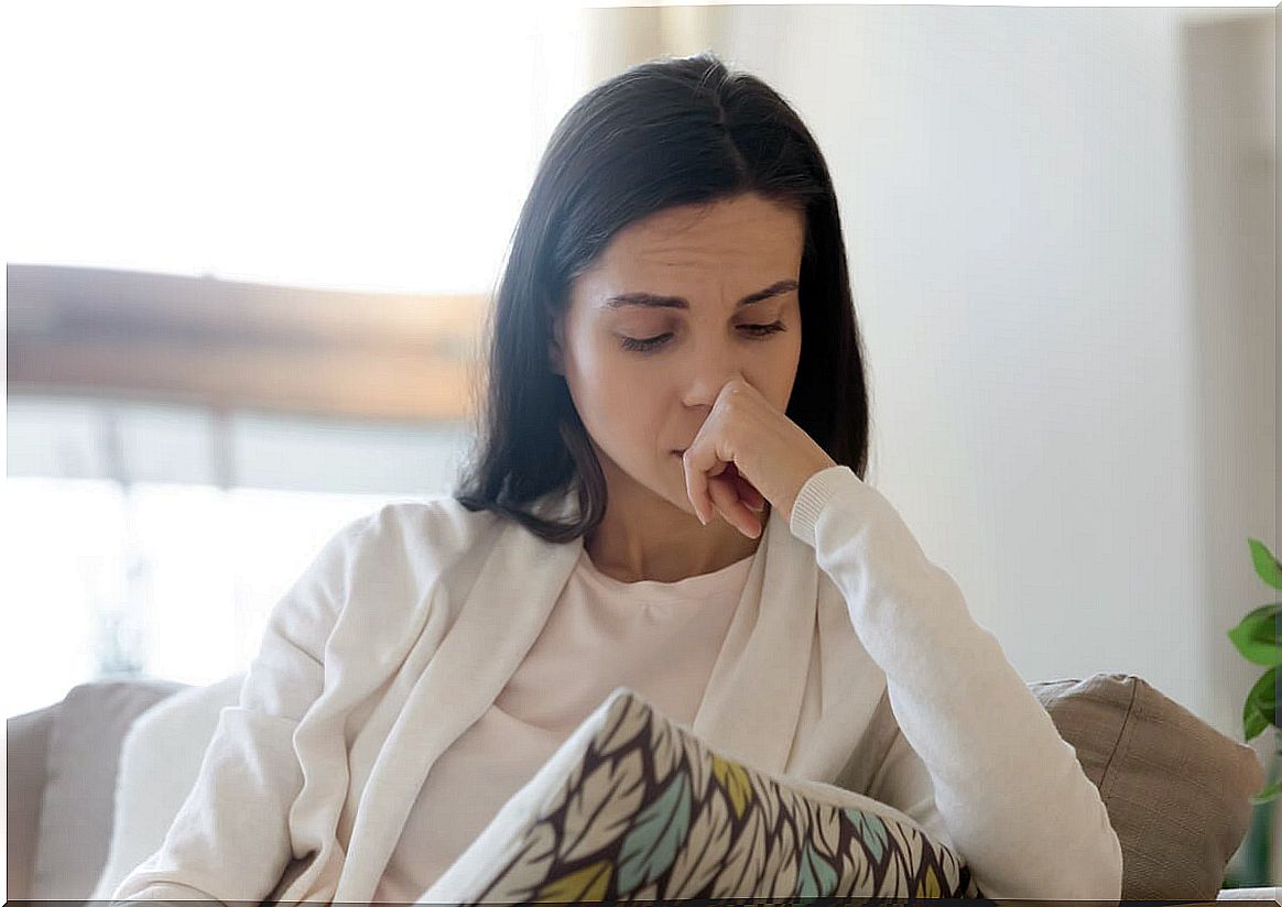 Woman worried about negative thoughts