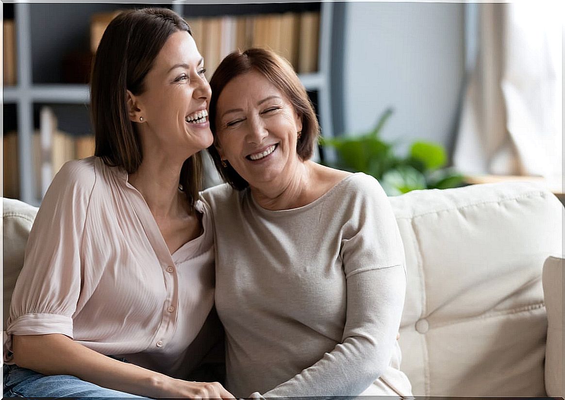 Adult daughter with her mother