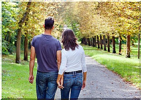 Couple strolling