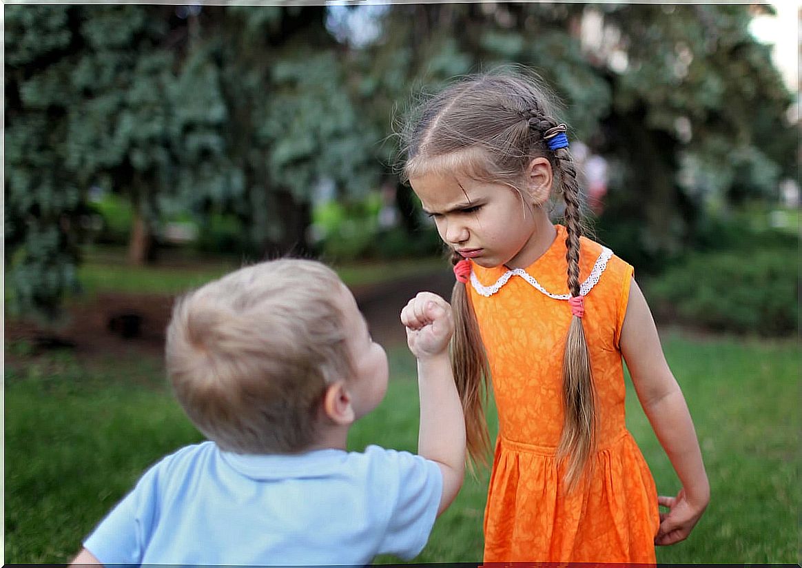 Brothers facing each other