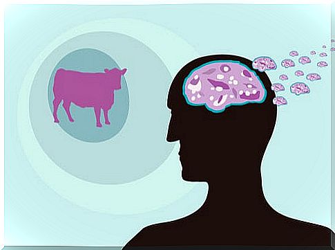 Drawing of a man affected by spongiform encephalopathy