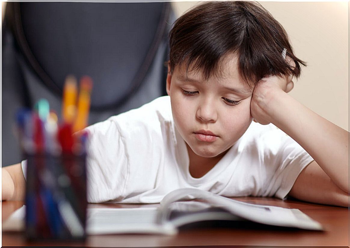 Child studying overwhelmed