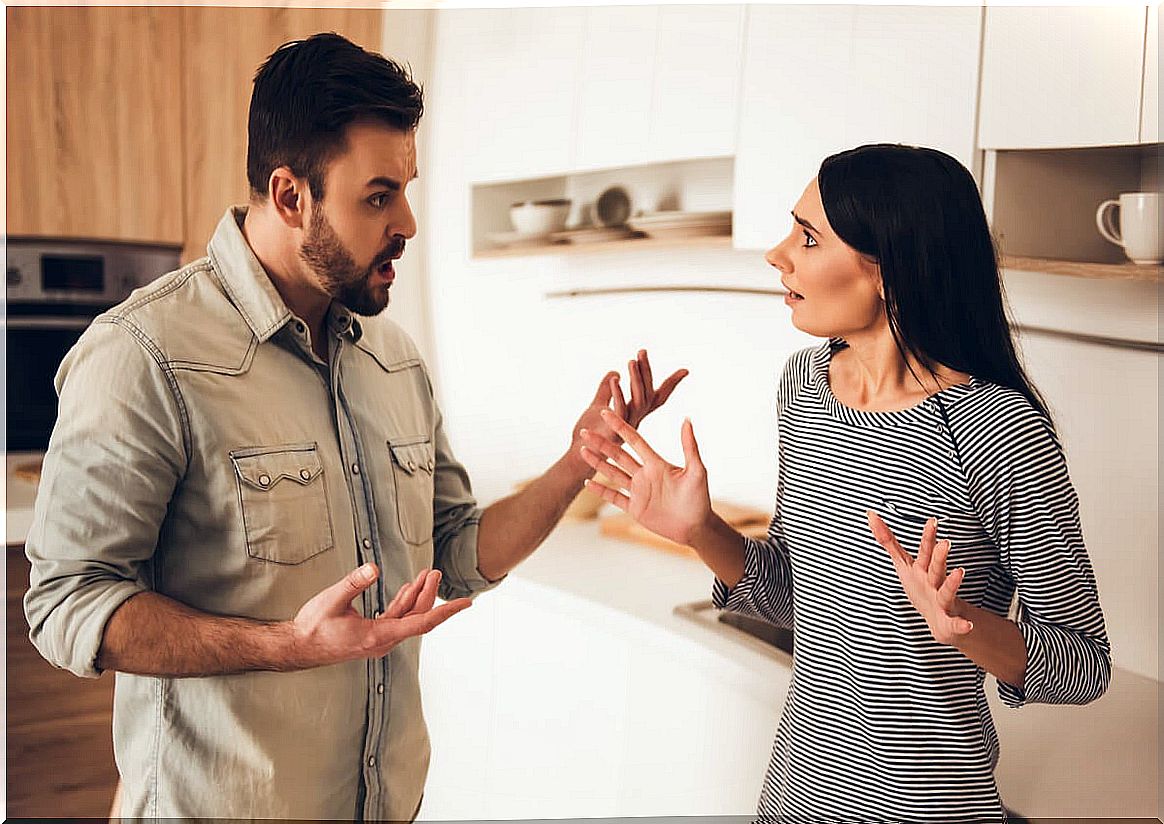 Couple arguing with their wife having aggressive communication