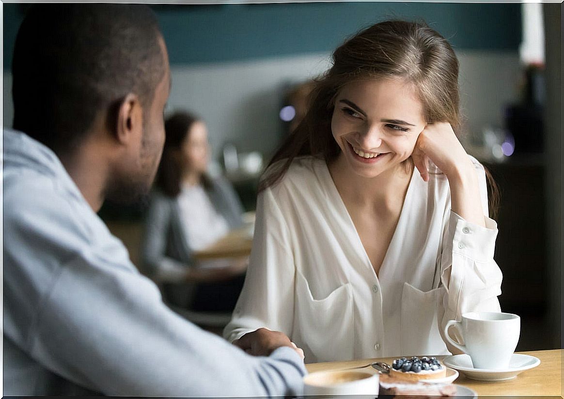 Girl talking to a boy 